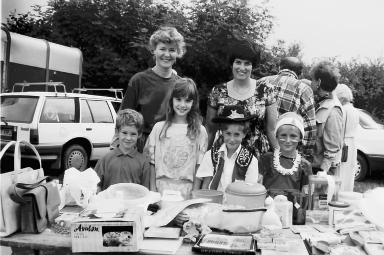 Behind the bric-a-brac stall at Coldridge Fete in July 1994. DSC00211