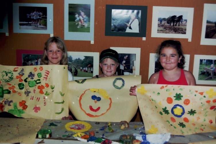 Showing the results of some painting during a 'Fun and Games' day at Crediton Library in August 1998. DSC00101