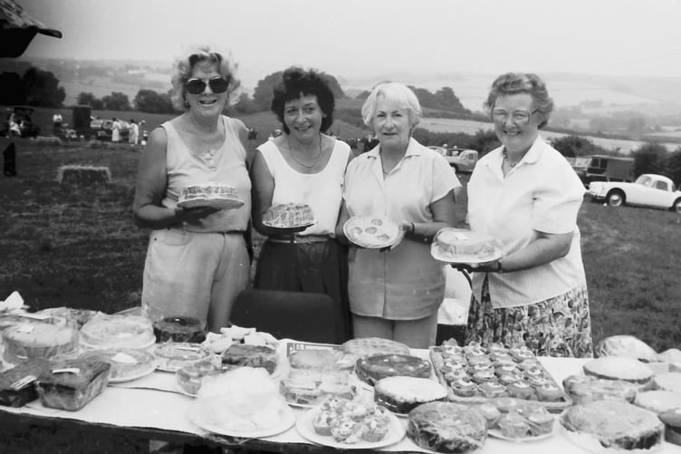 Ladies behind the busy cake stall at Coldridge Fete in July 1994. DSC00202