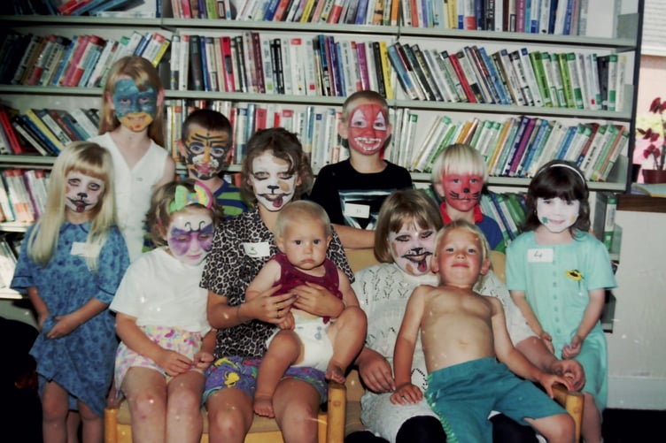 Painted faces for these children at a 'Fun and Games' day at Crediton Library in August 1998. DSC00106