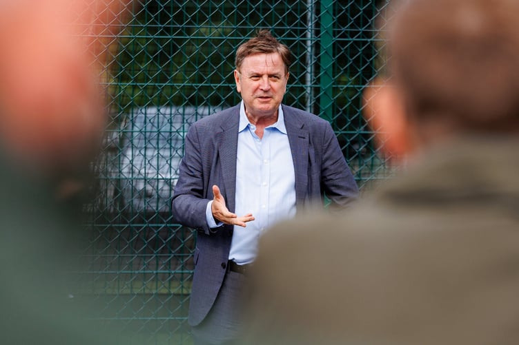 Mel talking in Bovey Tracey before opening new sports facilities.