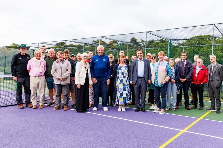 Mel Stride MP, centre right, after opening new sports facilities in Bovey Tracey.