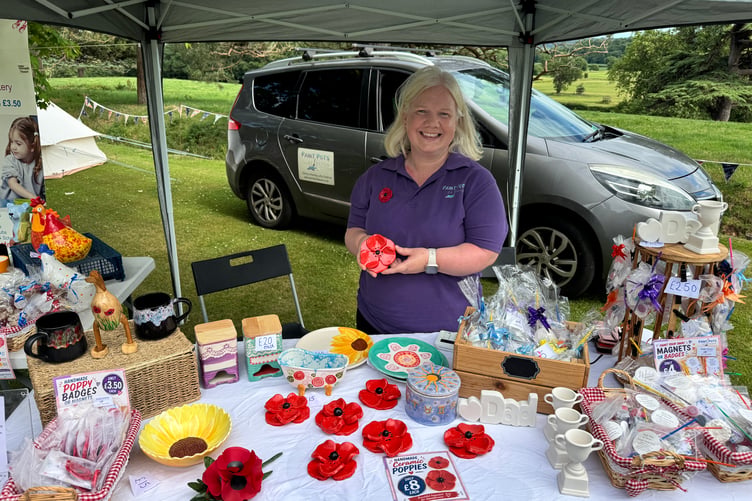Paint Pots of Devon made ceramic poppies especially for the RBL anniversary event. AQ 3693