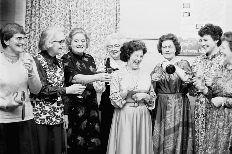 Ladies enjoying a wine and cheese evening at Morchard Bishop Memorial Hall in March 1981. DSC00007