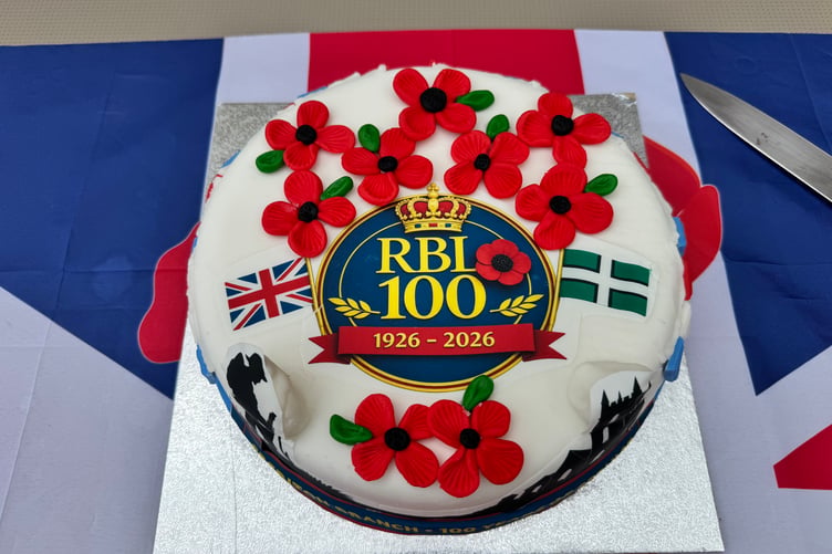 The Crediton RBL 100th Anniversary celebration cake. AQ 3582