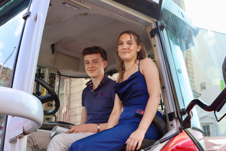 Arriving in style by tractor