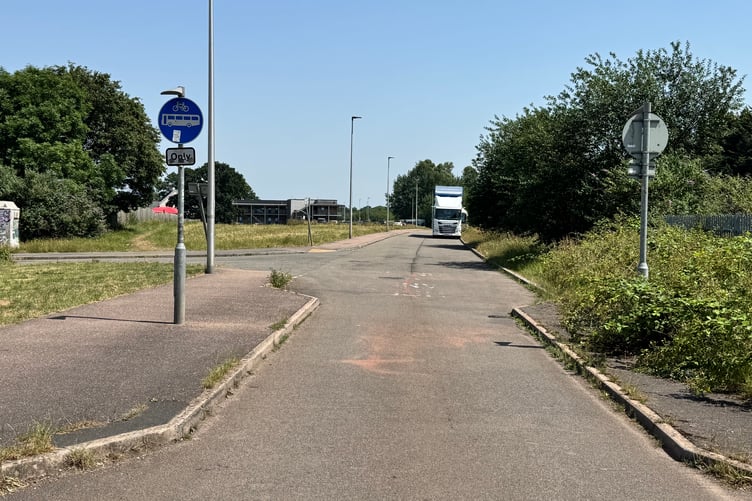 The Bus Gate between Station Approach and Joseph Locke Way. AQ 3823