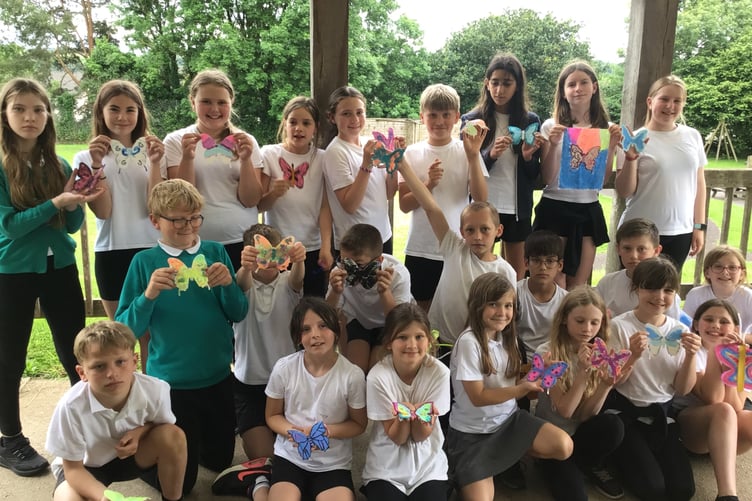 Winkleigh Primary School pupils have made butterfly artwork to celebrate the launch of the competition