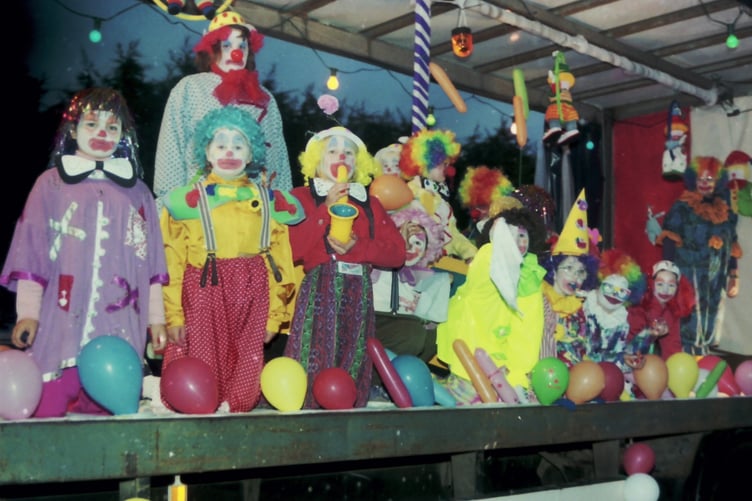 The 3rd Crediton Brownies were 'Clownies' in the Crediton Carnival in October 1996. DSC00213