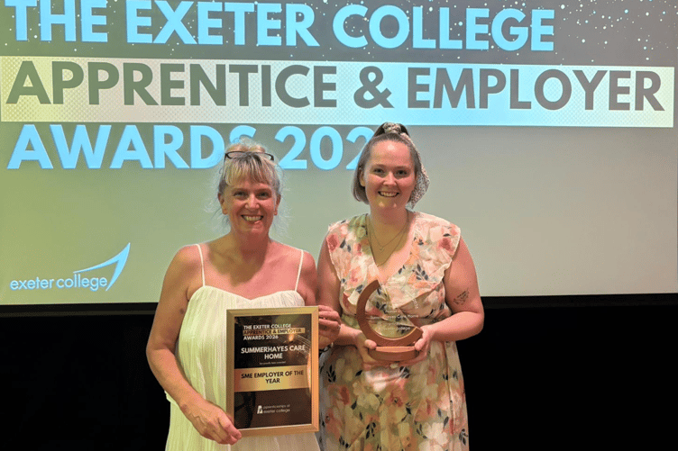 From left, Charlie and Jess Mason of Summerhayes at the Exeter College Apprentice and Employer Awards