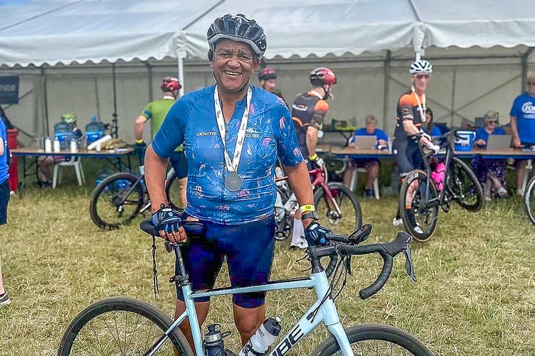 Golf Club Captain Gerald Abdoll after completing the Nello Charity Cycle Ride.