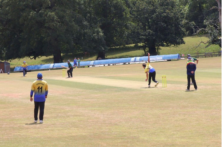 Sandford bowling during their match versus Plymouth