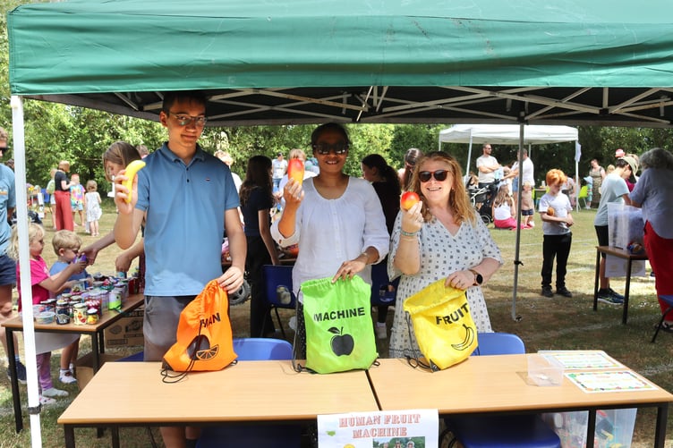Many people tried their luck on the 'human fruit machine'