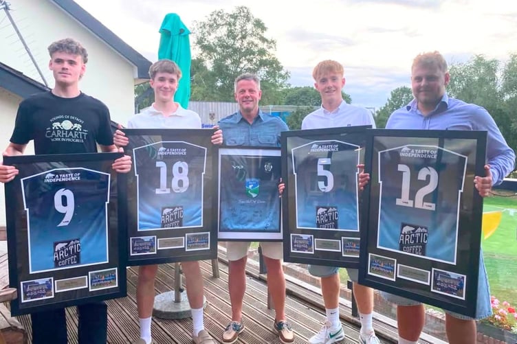 Ben Betts, Alex Dredge, Alfie Poole and Jack Brimilcombe with Scott