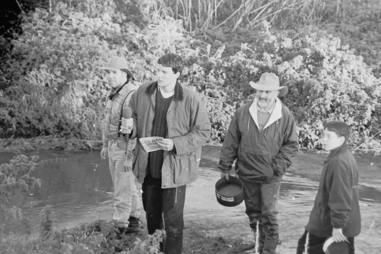 When Channel 4 filmed about the discovery of gold in Crediton in 1997. AQ 0716
