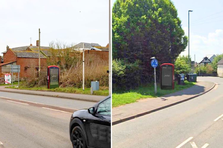 The giant touchscreen tablets will be installed on the A377 opposite Tesco petrol station, left, and on Exhibition Road, right