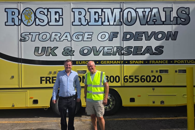 Mel Stride MP and George Rose at Rose Removals.