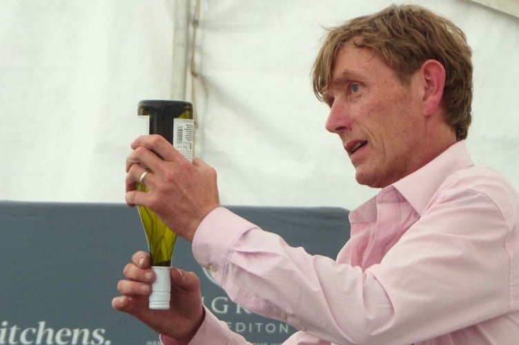 During the wine tasting in the demo tent