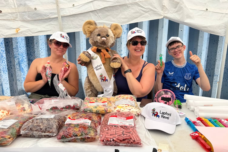 Those who ran the Tuck Shop and the Name the Revel Fairy Bear competition at Lapford Revel. AQ 5183