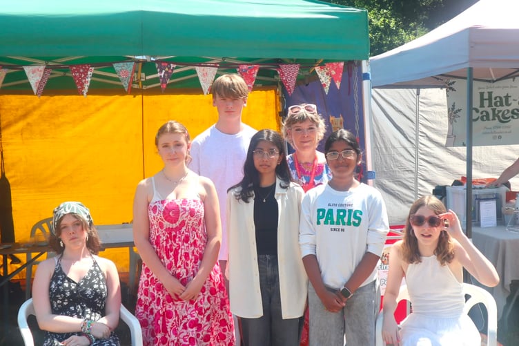 Local young people on work experience with Cath Kelly of Crediton Town Council, third from right