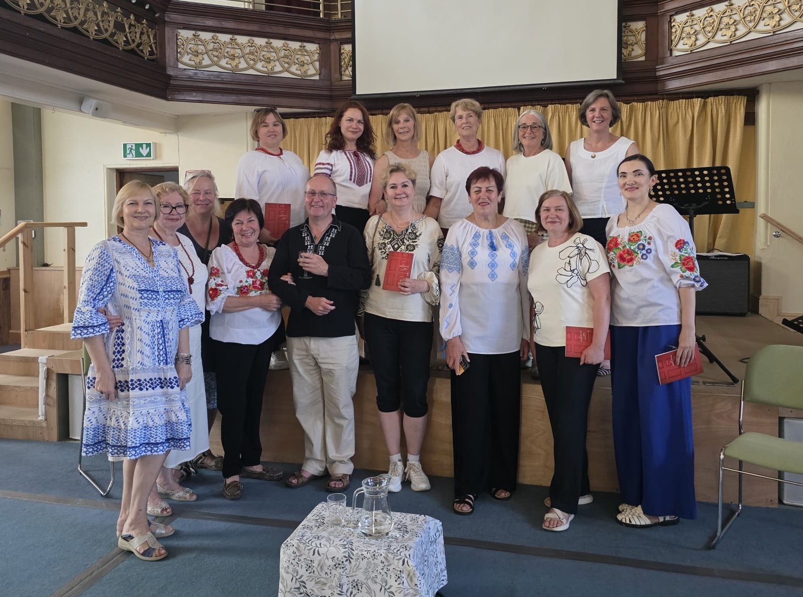 At the launch of the book Welcome In, stories and memories written by refugees and friends in Crediton.
