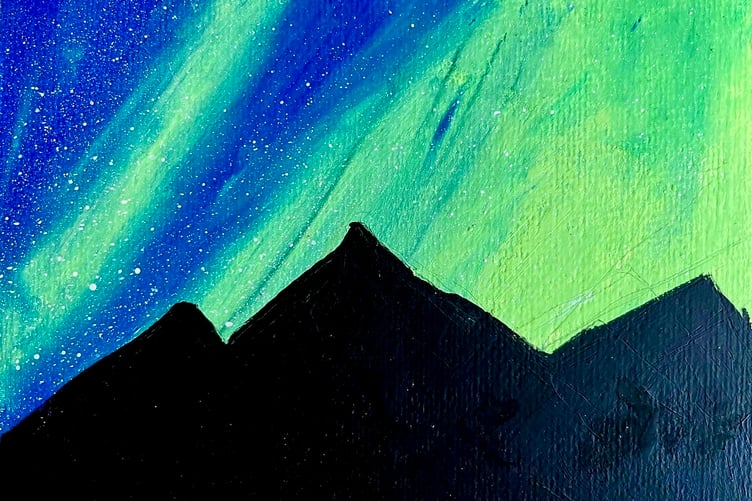 Emily in year six at Yeoford Primary School's aurora borealis is very eye-catching