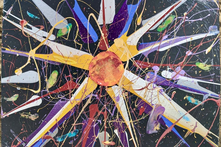 Winner Toby in year four at Haywards Primary School's Jackson Pollock-style piece