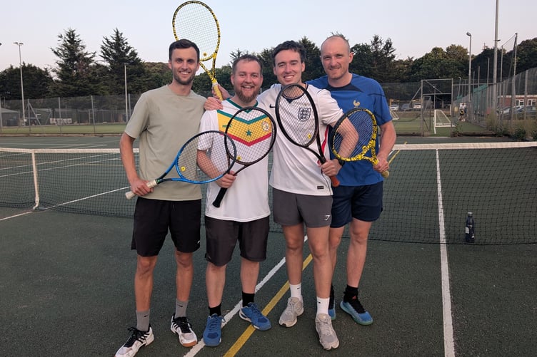 Crediton tennis A team, left to right, Paul Reed, Joe Cookson, Callum Duggan and Ed Poultney.