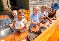 New mud kitchen for Bow Community Primary School early years pupils