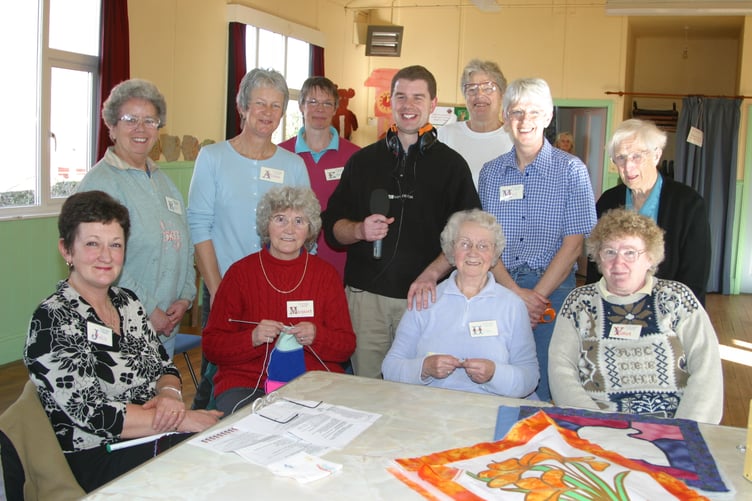 BBC Radio Devon presenter Matt Woodley with members of Yeoford Yarns in March 2004. 178-7848_IMG