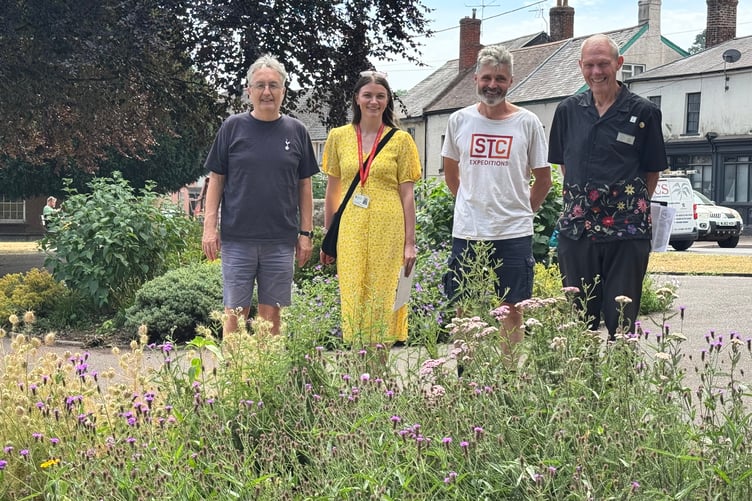 During the visit of the South West in Bloom judge, right, to St Lawrence Green. AQ 5513