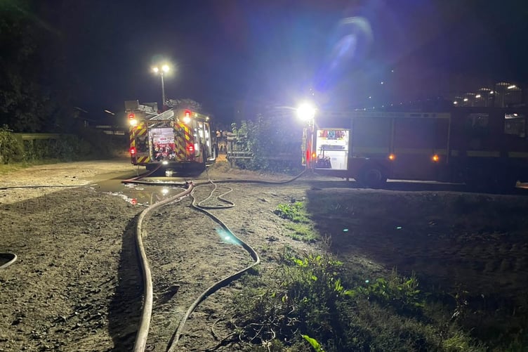 Fire appliances on scene at Sutcombe, near Holsworthy.