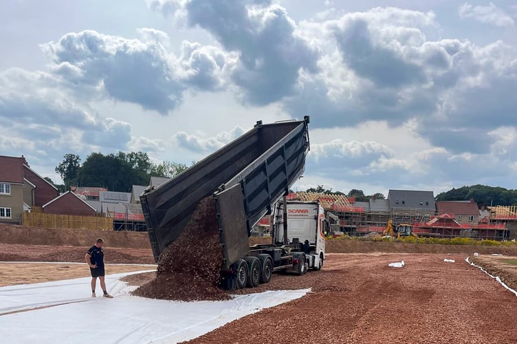 The car park dug out and stone coming in.