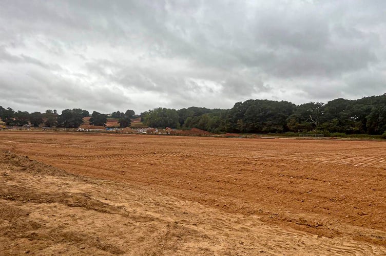 Crediton RFC Pitch 2 - Topsoil stripped, subsoil cut and filled.