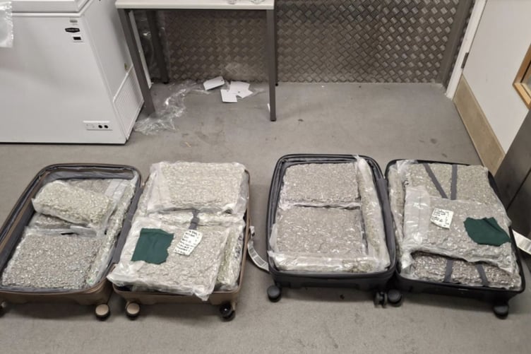 The suitcases of cannabis Amy Durban was trying to smuggle into the UK.