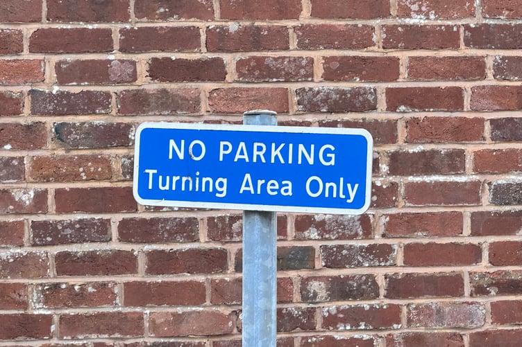 The NO PARKING Turning Area Only sign at the bottom of Waresfoot Drive. AQ 7733
