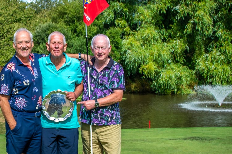 Team Okehampton won the Salver at Downes: Charlie Lane, Adrian Rowe (Seniors Capt) and Howard Hoddell.