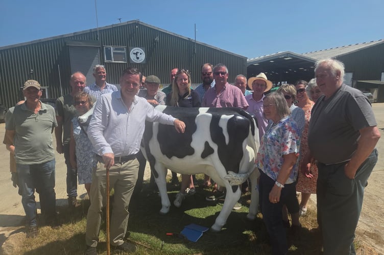 Mel Stride with Devon farmers.