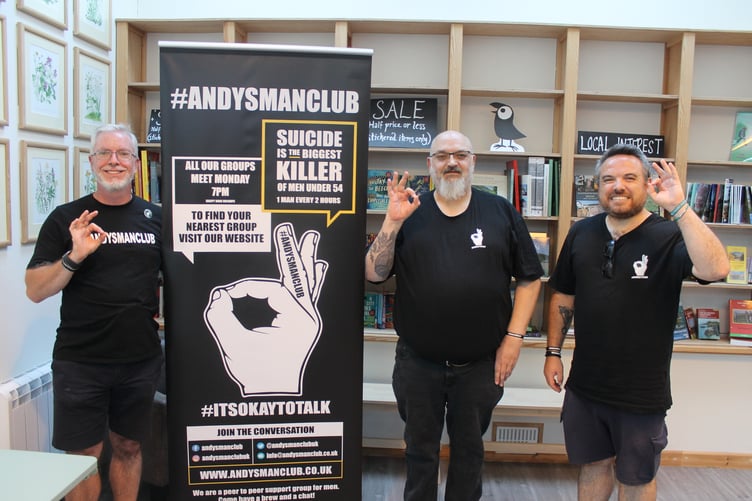 At the launch of Andys Man Club in Crediton, from left, Nick Guard, Vince Lee and Steve Doyle. AQ 2026