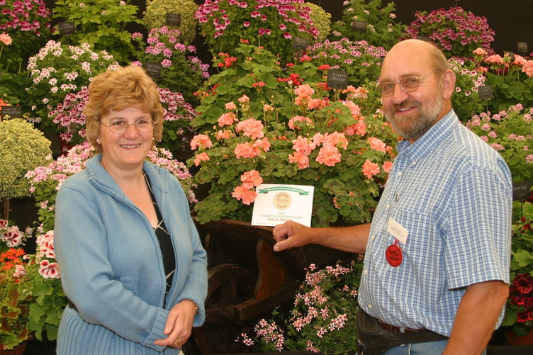 Bert and Margaret Jewell of Crediton were awarded a gold medal in the Flower Tent at the Devon County Show for their impressive display of 40 two-year-old plants in May 2004. 189-8929_IMG