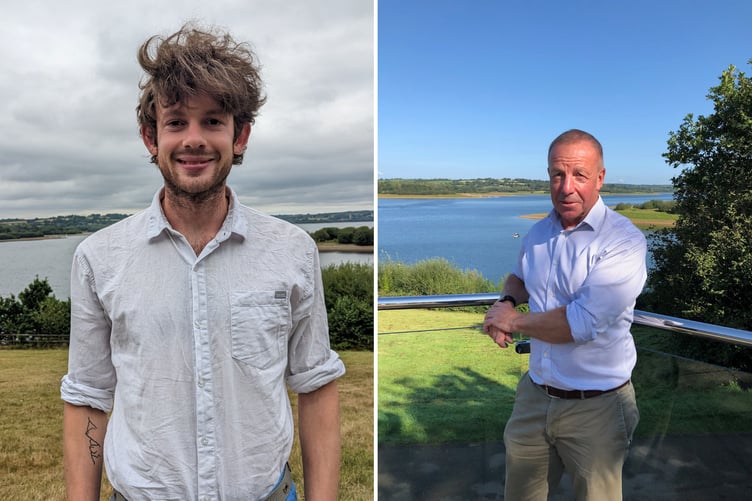 Nathan Strathdee and John Lee, chair of trustees, South West Lakes Trust.