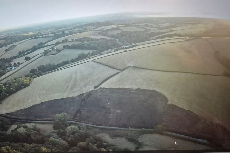 Drone footage of where the fire took hold at Little Harford, Tedburn St Mary, by James Sanford.