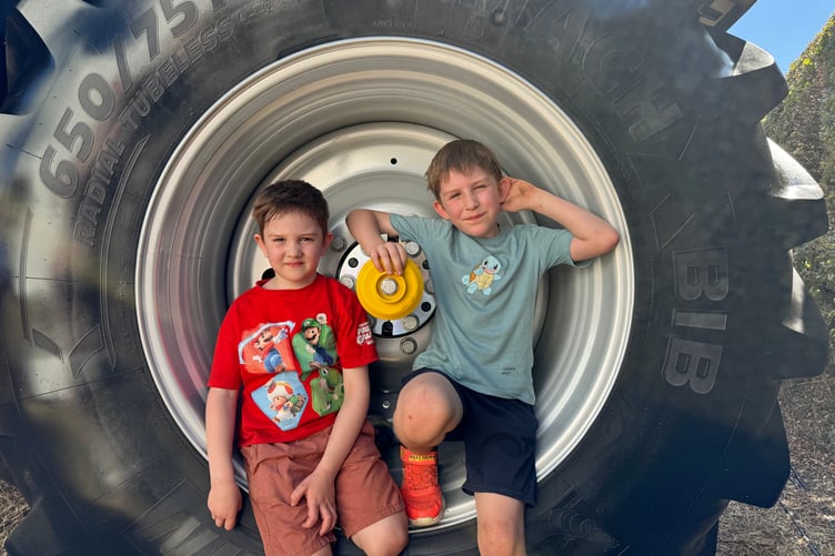 James and Jacob took to shade sitting in a tractor tyre at Okehampton Show. AQ 8826
