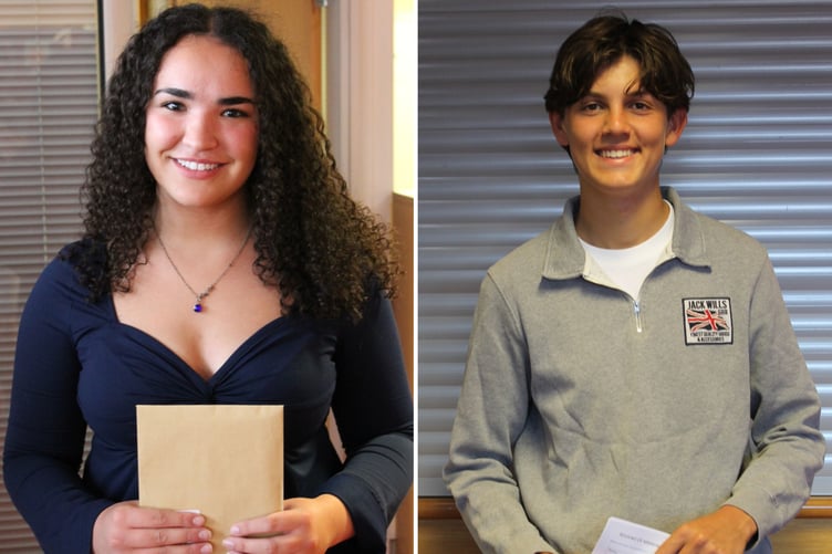 Erin Zorlu, left, and Rory Doyle, right, are to continue their studies for A Levels at Queen Elizabeth’s Sixth Form in a range of creative arts and humanities courses after gaining excellent GCSE results.