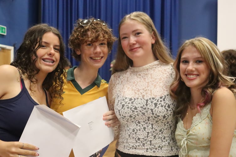 Happy faces after opening GCSE results at Chulmleigh College.