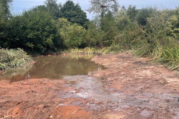 Water drained out and before the work began at Sandford.