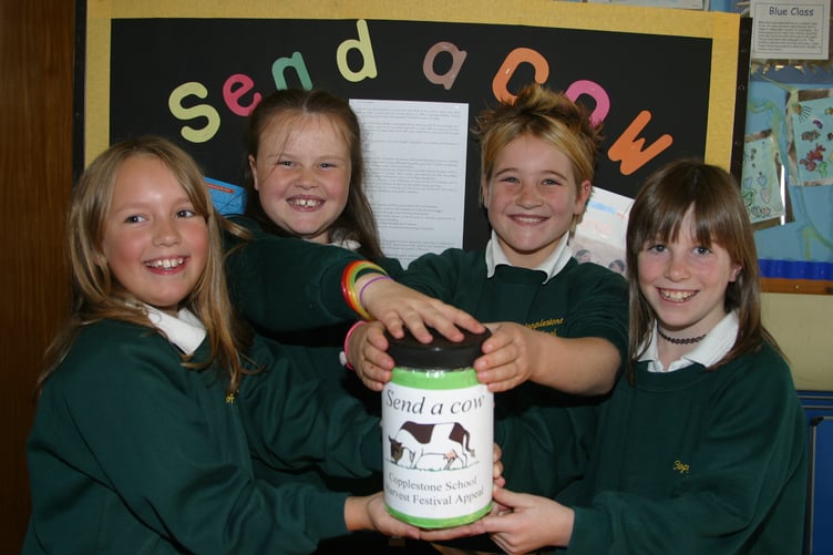 Copplestone School pupils made a Send-A-Cow charity display which raised donations in October 2003. 162-6290_IMG_2