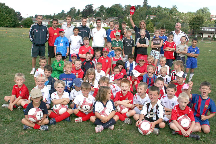 Many of the young people who attended an Exeter City soccer roadshow held in Crediton in August 2006. IMG_4665