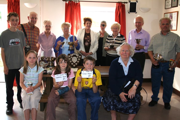 Trophy and cup winners at Sandford Flower Show in August 2006. IMG_4895