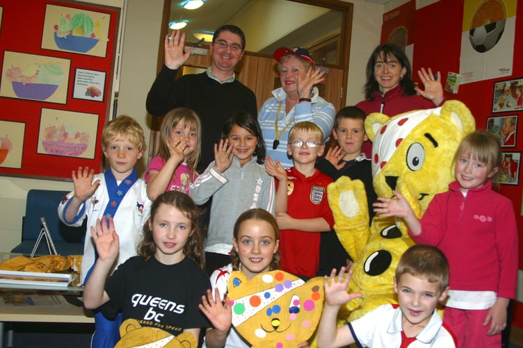 Pudsey Bear was welcomed to Hayward's School as part of Children in Need in November 2006. IMG_0326